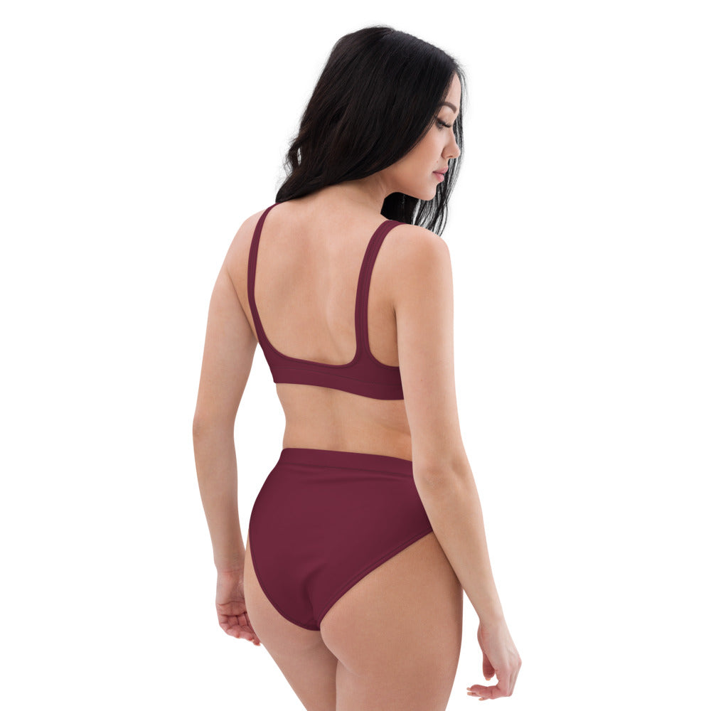 Maroon Recycled high-waisted bikini