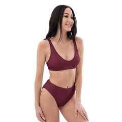 Maroon Recycled high-waisted bikini