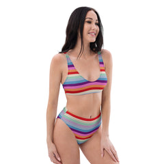 Rainbow Recycled high-waisted bikini