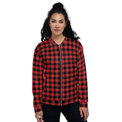 Buffalo-Plaid Unisex Bomber Jacket