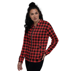 Buffalo-Plaid Unisex Bomber Jacket