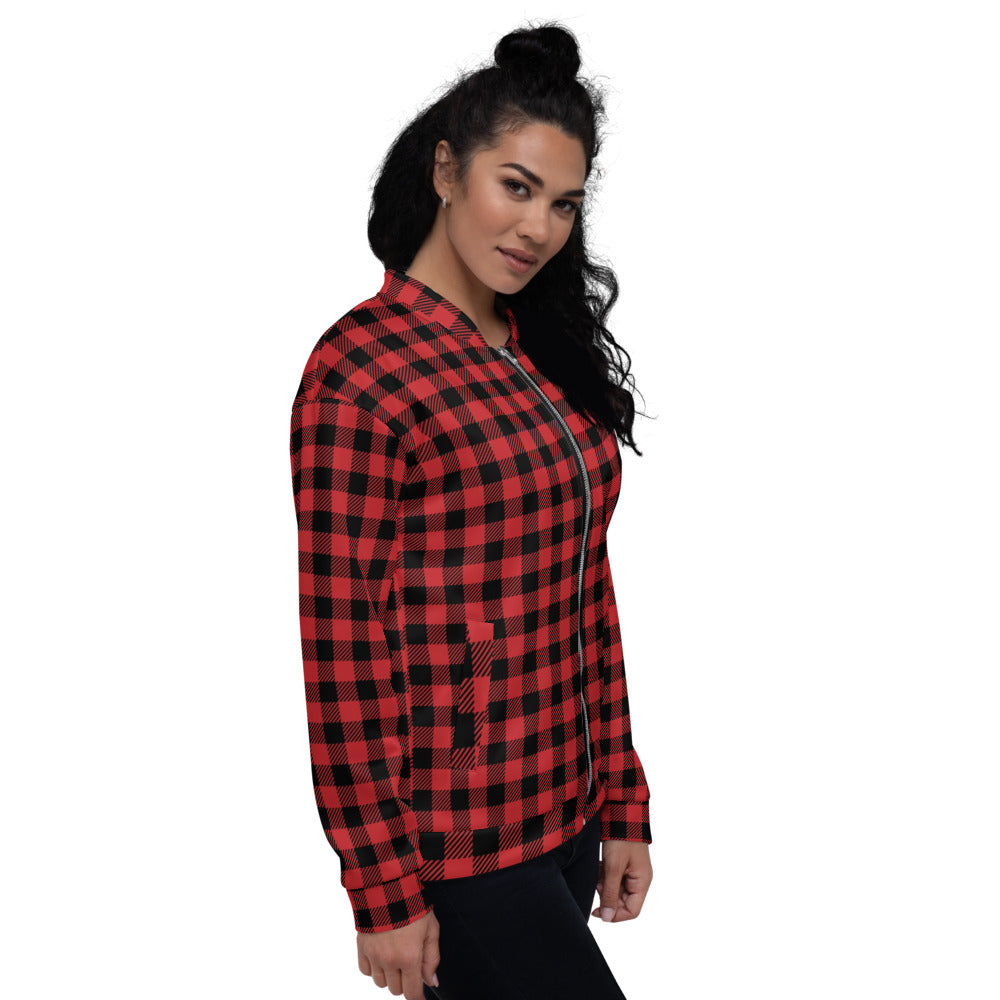 Buffalo-Plaid Unisex Bomber Jacket