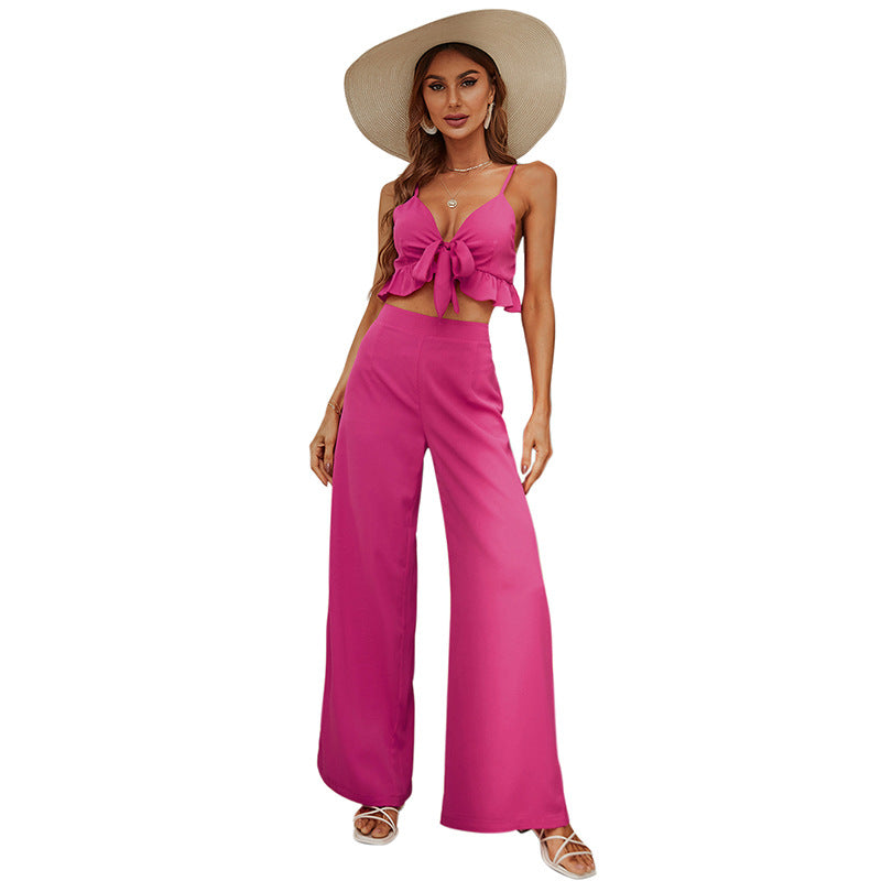 Backless Top Long Pants Suit